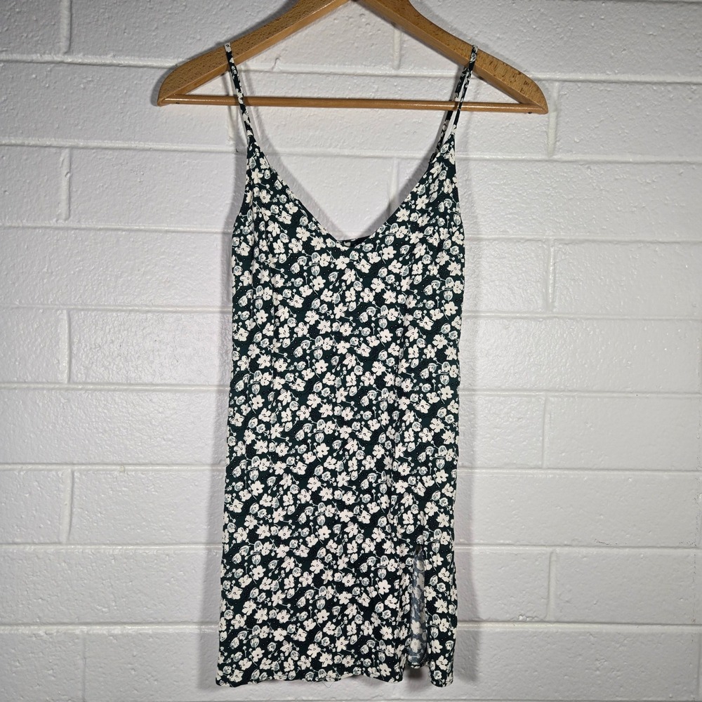 Reformation Marlowe Mini Dress Green Floral Slit Feminine Ditsy Slip XS Coquette